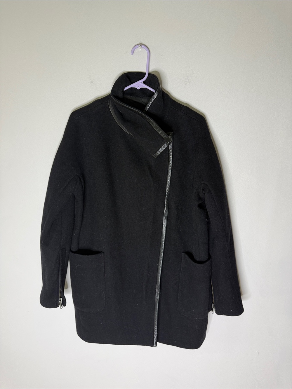 Madewell Black Asymmetrical Pea Coat Size 4